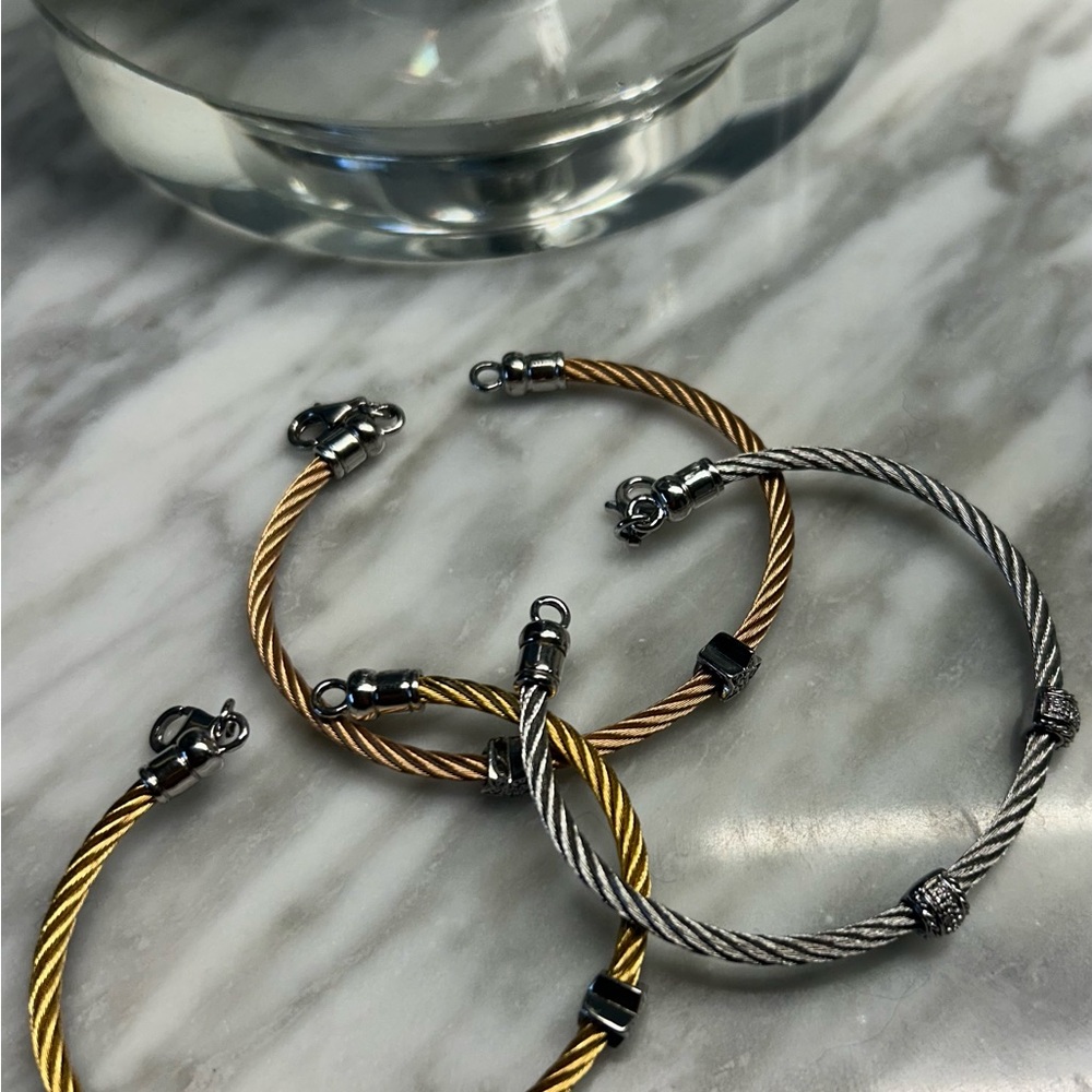 Elegant Twisted Cable Bracelets Set - Rose Gold and Silver ONLY.